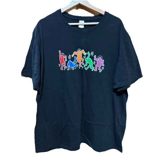 Keith Haring Dancing People Mens T-Shirt Size 2XL Artist 100% Cotton - Picture 1 of 4